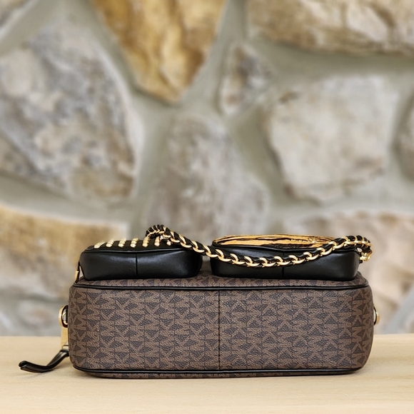 Michael Kors Elliot MD Logo Crossbody Brown - Picture 4 of 6